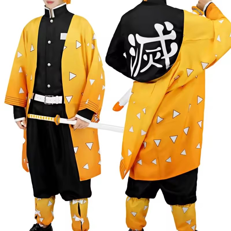 Cosplay Anime Zenitsu - Costume de cosplay Agatsuma Zenitsu, perruque,