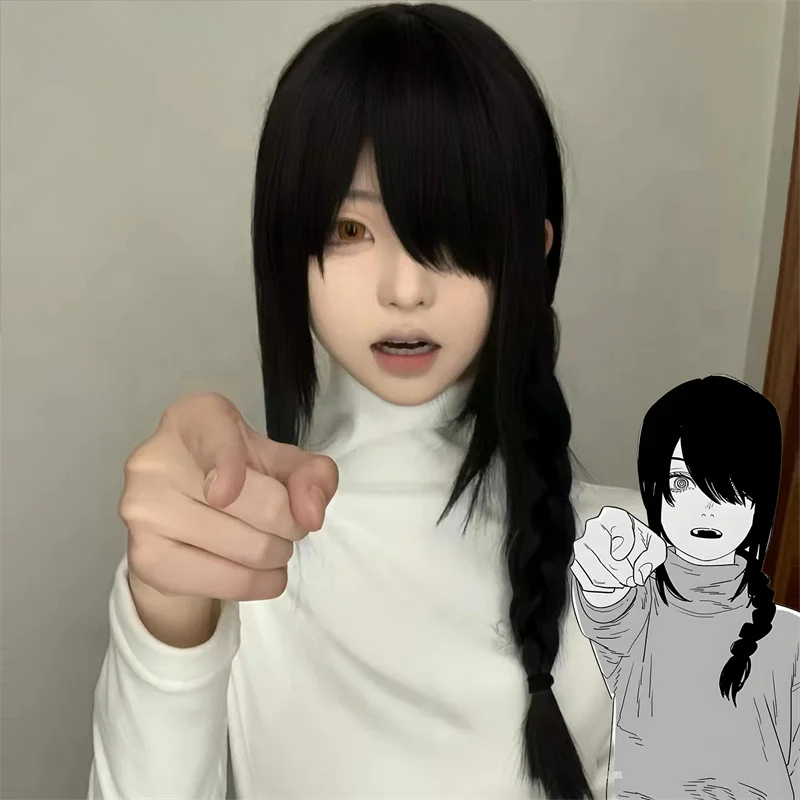 Anime Cosplay Long Black Hair - Perruque de Cosplay synthétique noire pour