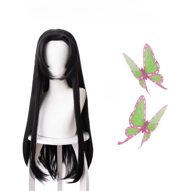 Anime Cosplay Long Black Hair - Anime Kochou Kanae perruque Kimetsu no