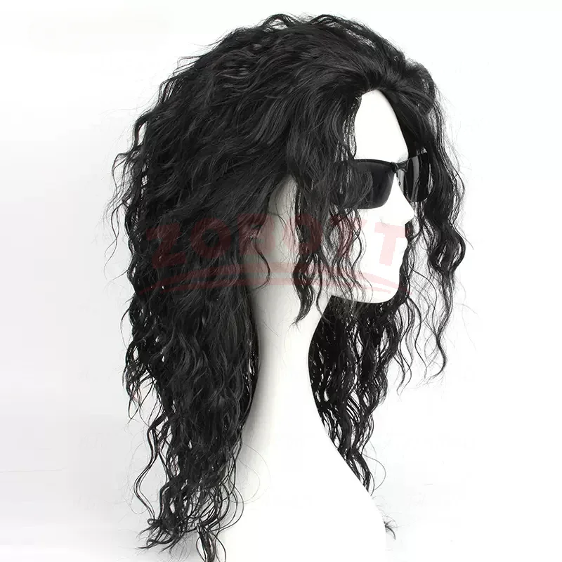 Perruque noire mi-longue boucl - Anime Cosplay Long Black Hair avis et prix